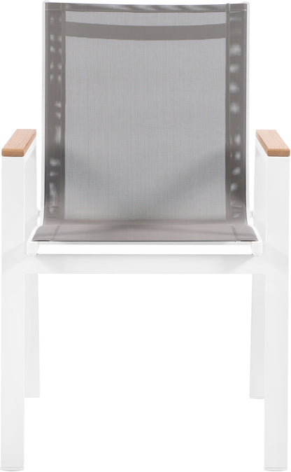 Nizuc - Outdoor Patio Dining Arm Chair With White Frame And Natural Arms (Set of 2)