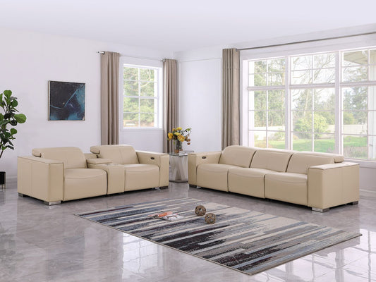 1208 - Leather Reclining Set (Sofa & Loveseat With 5 Power Recliners)