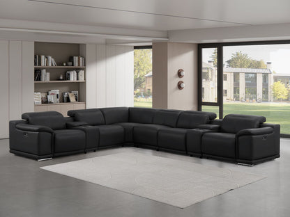 2679 - 8-Piece L-Shaped Power Reclining Sectional In Genuine Leather (4 Recliners)