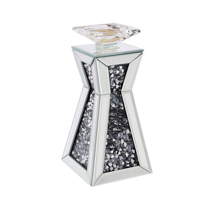 Nowles - 11" Candle Holder (Set of 2) - Mirrored, Faux Diamonds