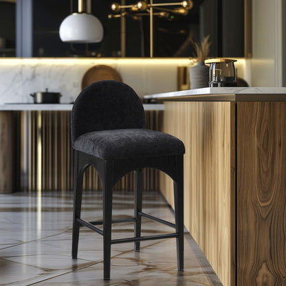 Waldorf - Chenille Stool With Black Legs
