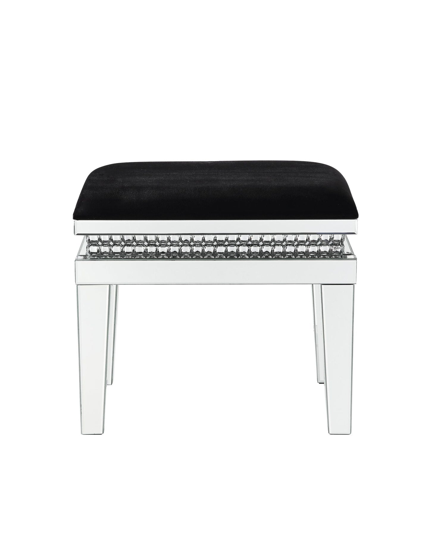 Lotus - Vanity Stool - Mirrored, Faux Ice Cube Crystals
