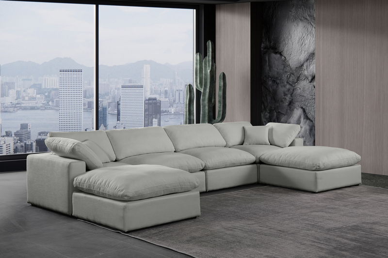 Comfy - 6 Piece Linen Modular Double Chaise Sectional
