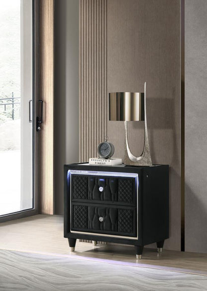 Lorient - 2-Drawer LED Nightstand With USB