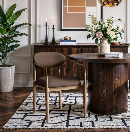 Riccio - Dining Arm Chair (Set of 2) - Natural And Gold Frame