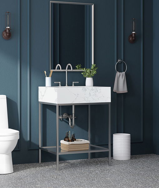 Marmo - Engineered Marble Bathroom Vanity With Chrome Base