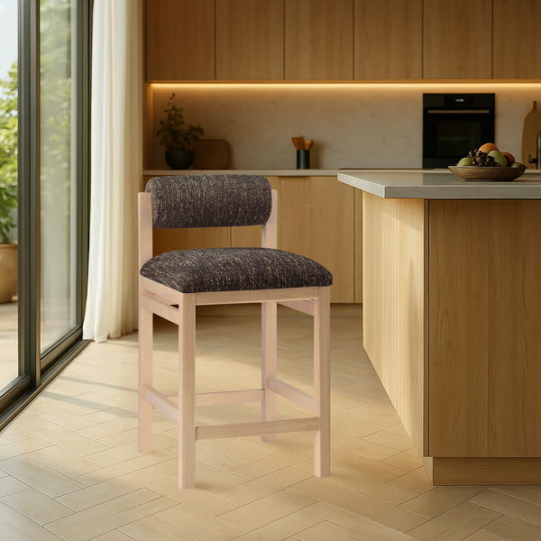 Roundhill - Fabric Counter Stool - Natural Frame