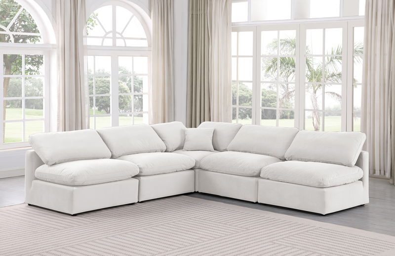Indulge - Velvet 5 Piece Modular Corner Armless Sectional