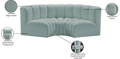 Arc - Faux Leather 3 Piece Modular U-Shaped Sofa