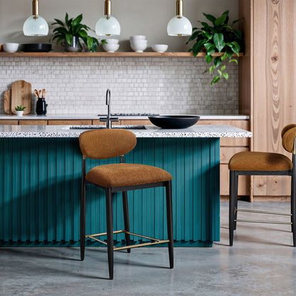 Riccio - Fabric Stool - Black Frame