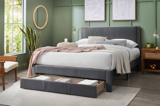 Charcoal Corduroy 2 Queen Bed