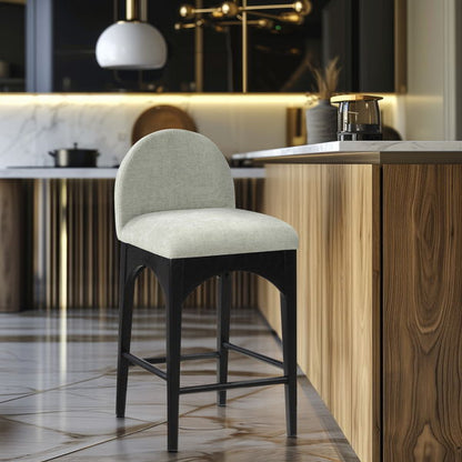 Waldorf - Chenille Stool With Black Legs