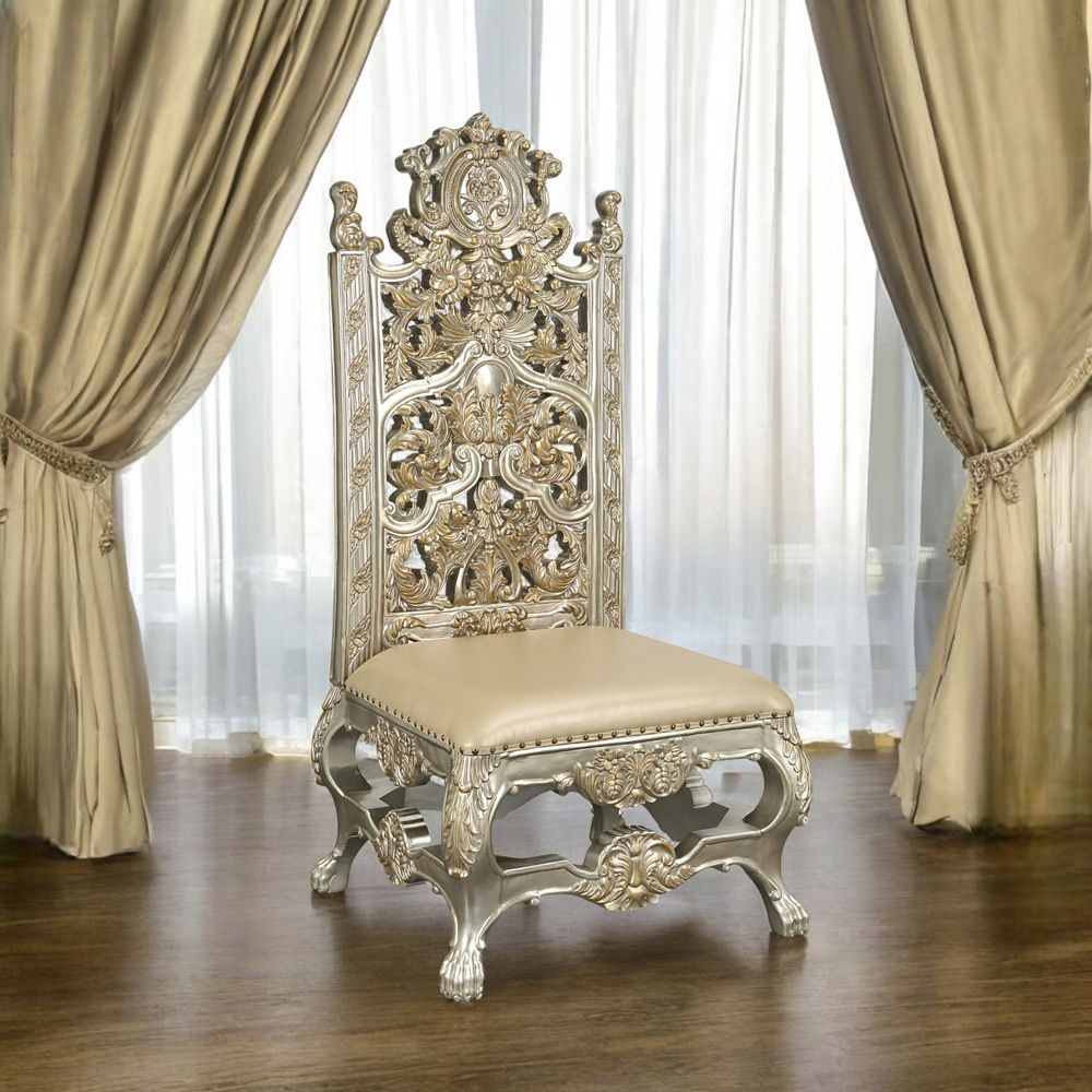 Danae - Side Chair (Set of 2) - Synthetic Leather , Champagne & Gold