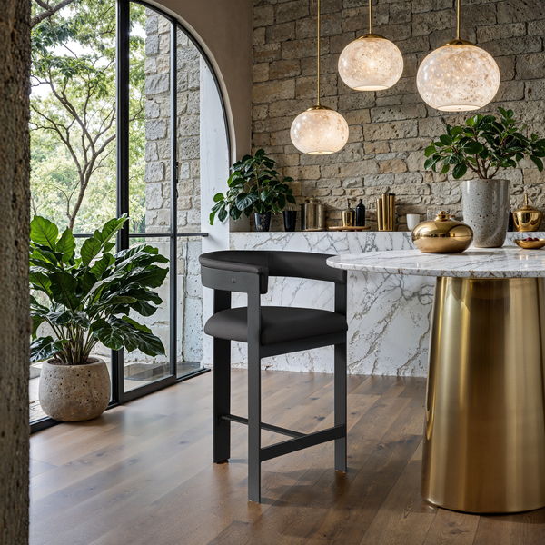 Romeo - Faux Leather Counter Stool With Black Base (Set of 2)