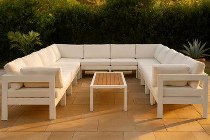Nizuc - Outdoor Patio 12 Piece Modular Sectional With White Frame