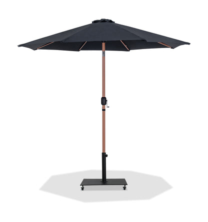 Fiji - Aluminum Patio Umbrella With Square Black And Teak Base