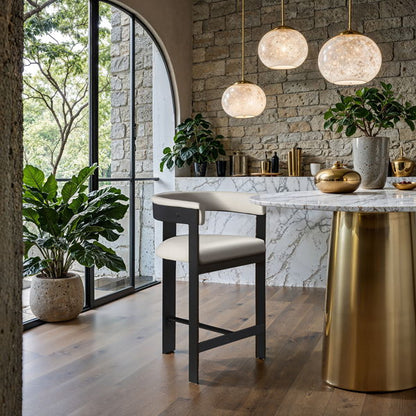 Romeo - Faux Leather Counter Stool With Black Base (Set of 2)