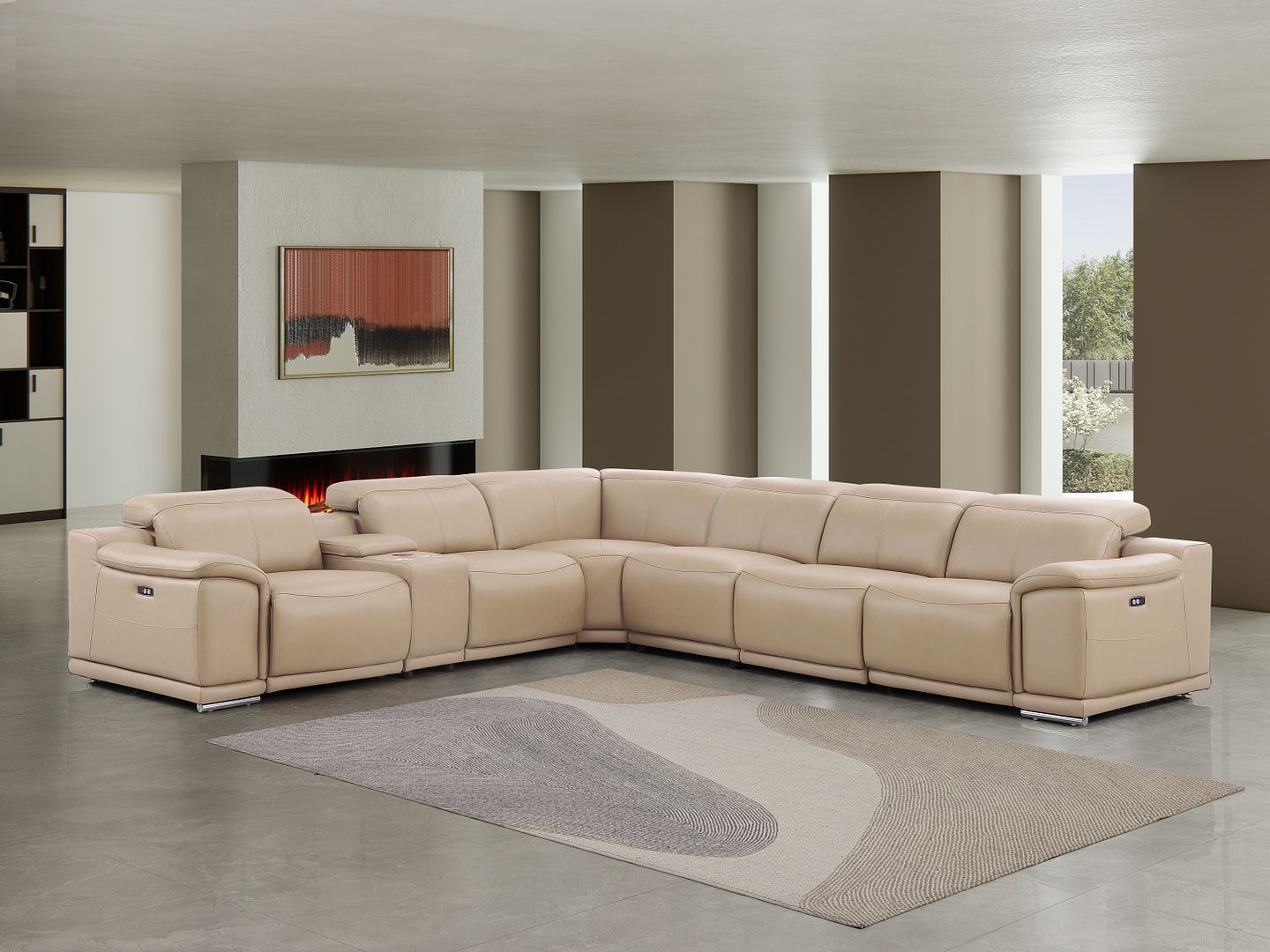 2679 - 7-Piece L-Shaped Power Reclining Sectional In Genuine Leather (4 Recliners)