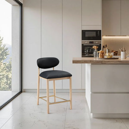 Riccio - Stool - Natural And Gold Frame