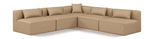 Cube - 5 Piece Modular Corner Armless Sectional - Tan