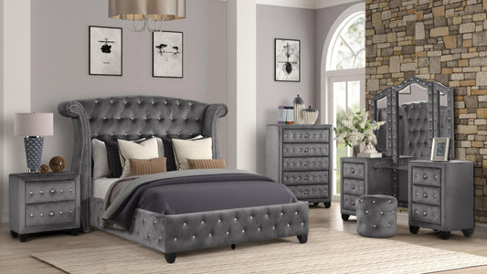 Gray Vanity Sophia - King 4 Piece Bedroom Set