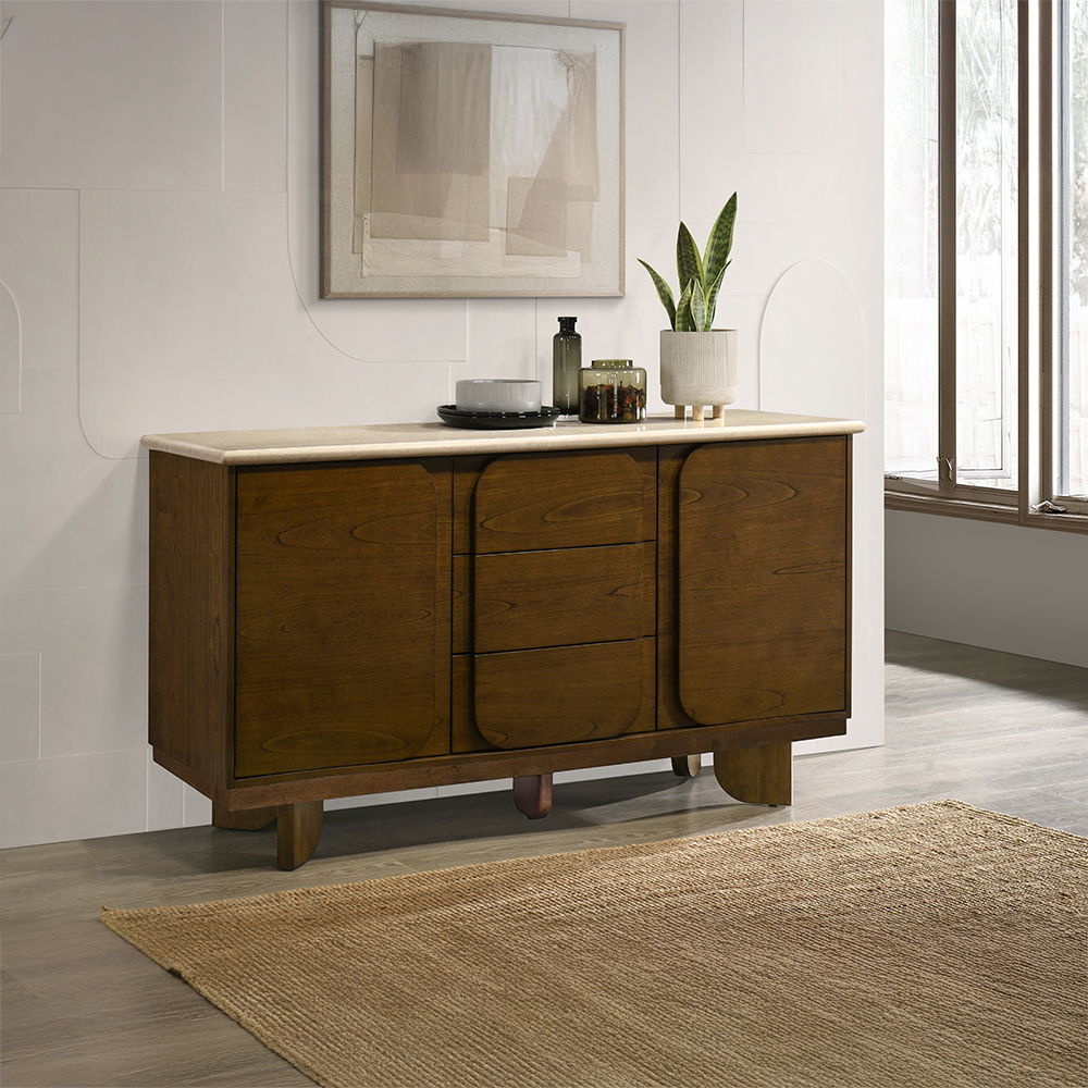 Kasha - Server With Marble Top Top - Vintage Oak