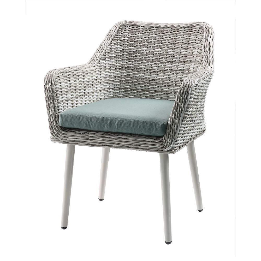 Tashay - 3 Piece Patio Bistro Set - Green Fabric & Beige Wicker