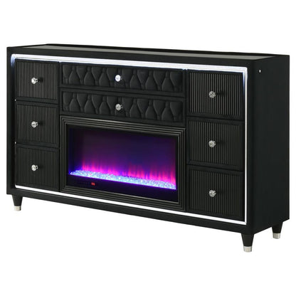 Lorient - 8-Drawer LED Bedroom Flame Box Dresser