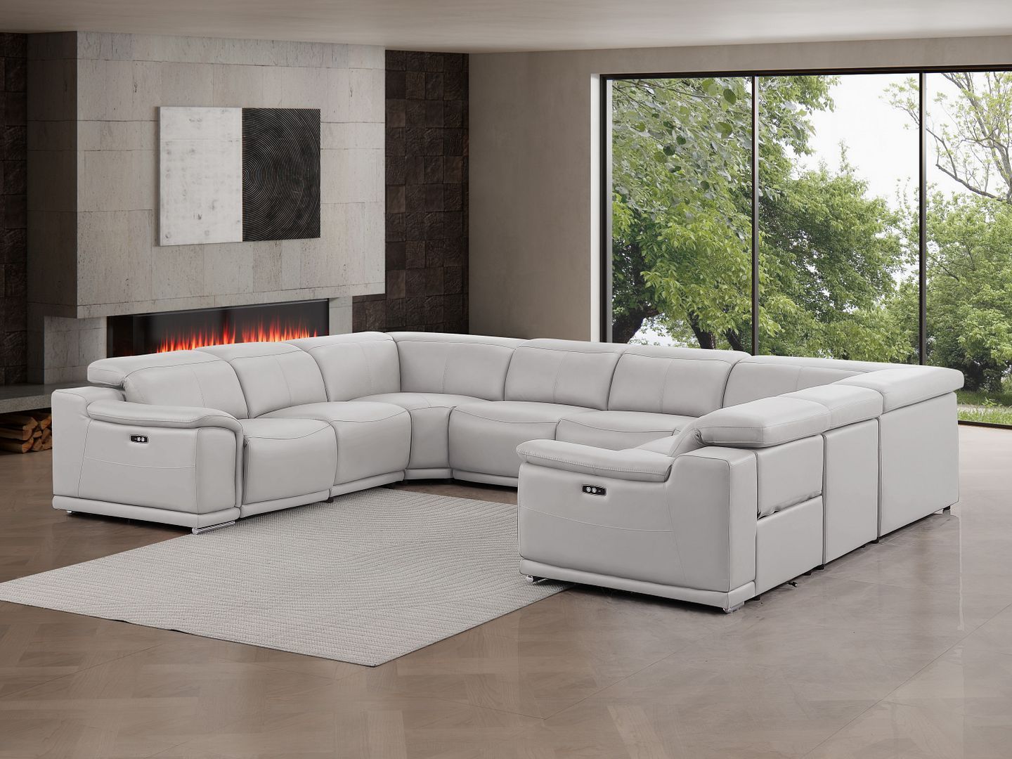 2679 - 8-Piece U-Shaped Power Reclining Sectional In Genuine Leather (4 Recliners)