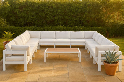 Nizuc - Outdoor Patio 13 Piece Modular Sectional With White Frame