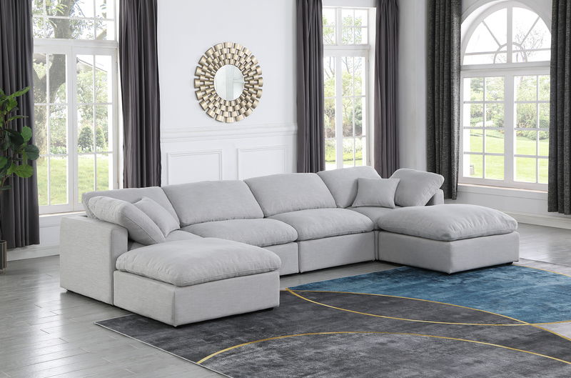Indulge - Linen 6 Piece Modular Double Chaise Sectional