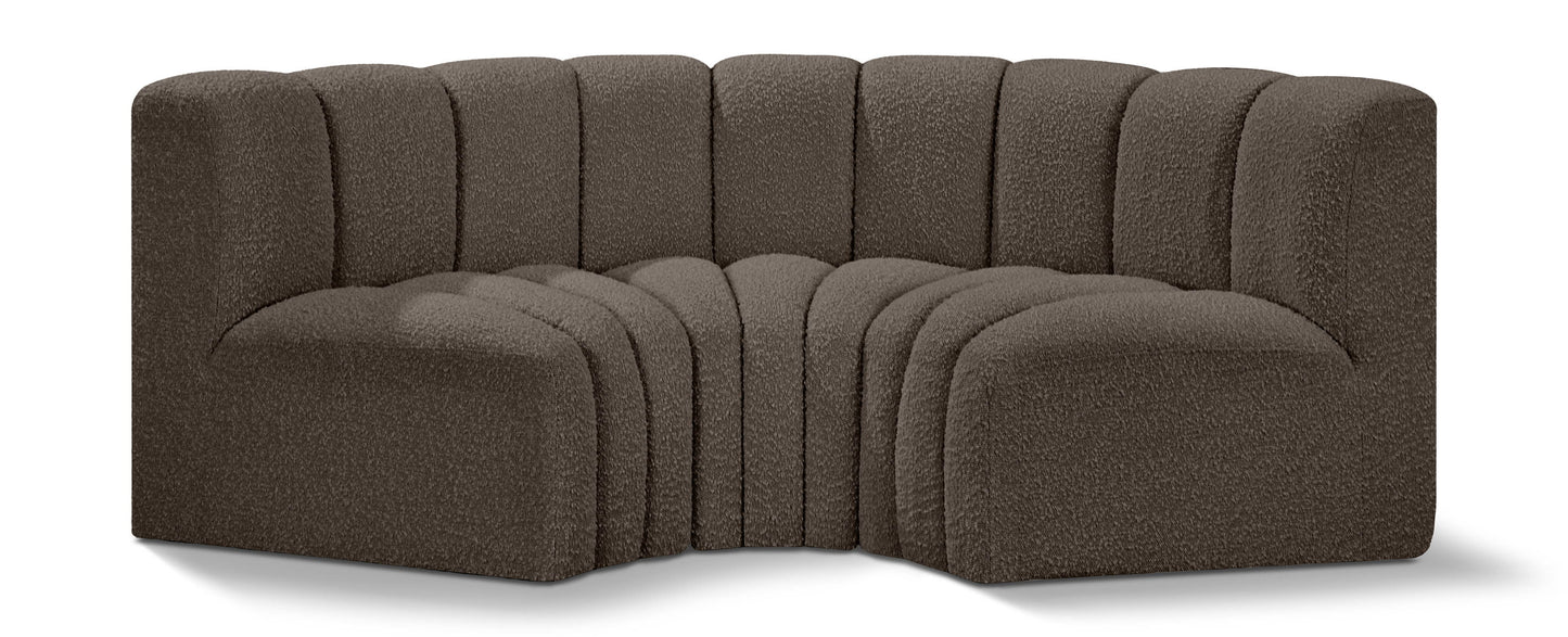 Arc - Boucle Fabric 3 Piece Modular U-Shaped Sofa