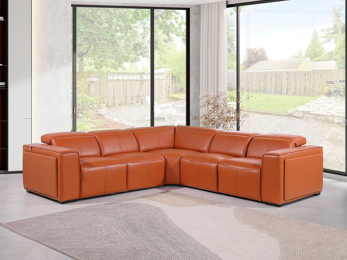 1224 - 5-Piece L-Shaped Sectional Sofa In With 3 Power Recliners & Power Headrests