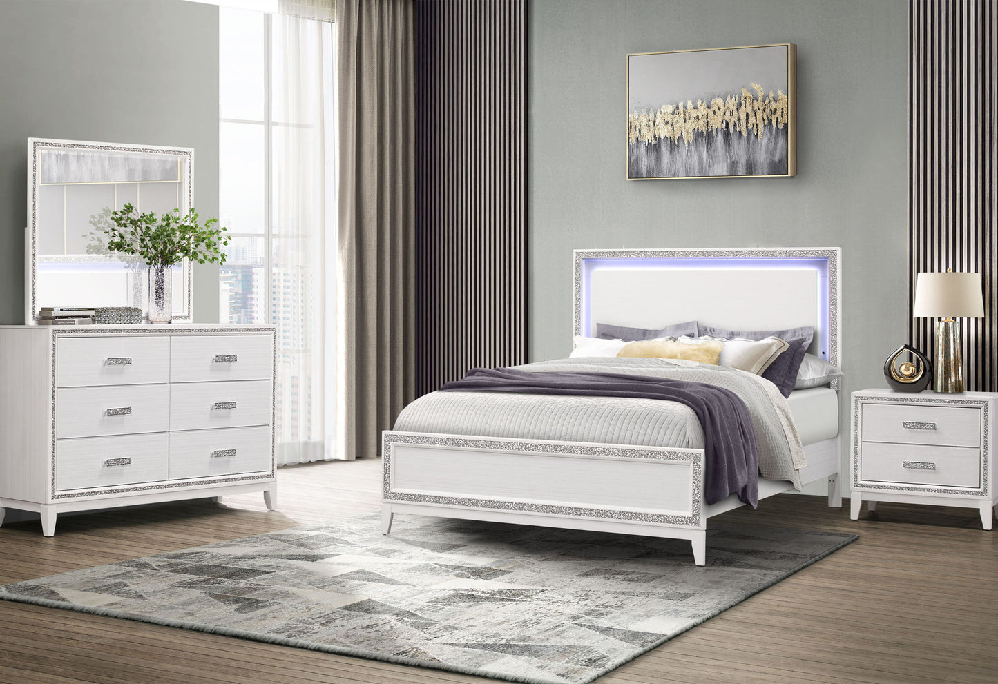 Lily - 5 Piece Queen Bedroom Set (Bed, Dresser, Mirror, 2 Nightstands) - White