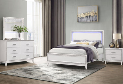 Lily - 4 Piece Queen Bedroom Set (Bed, Dresser, Mirror, Nightstand) - White