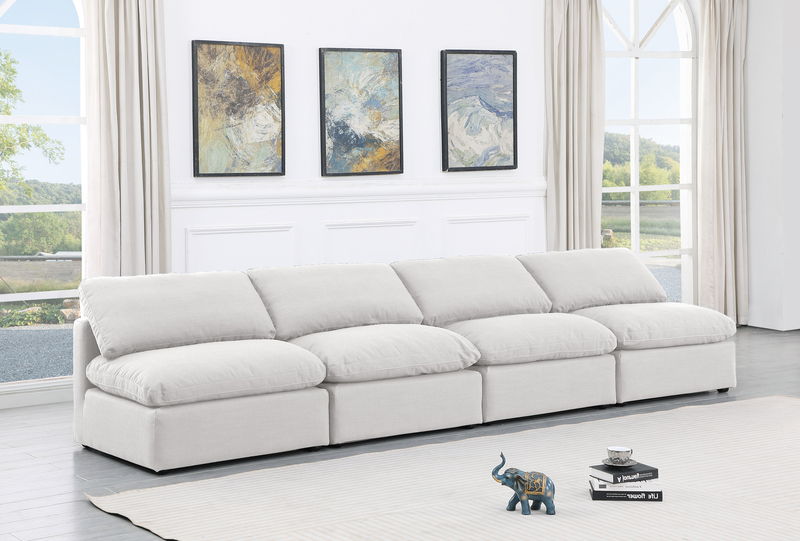 Indulge - Linen 4 Piece Modular Armless Sofa - White
