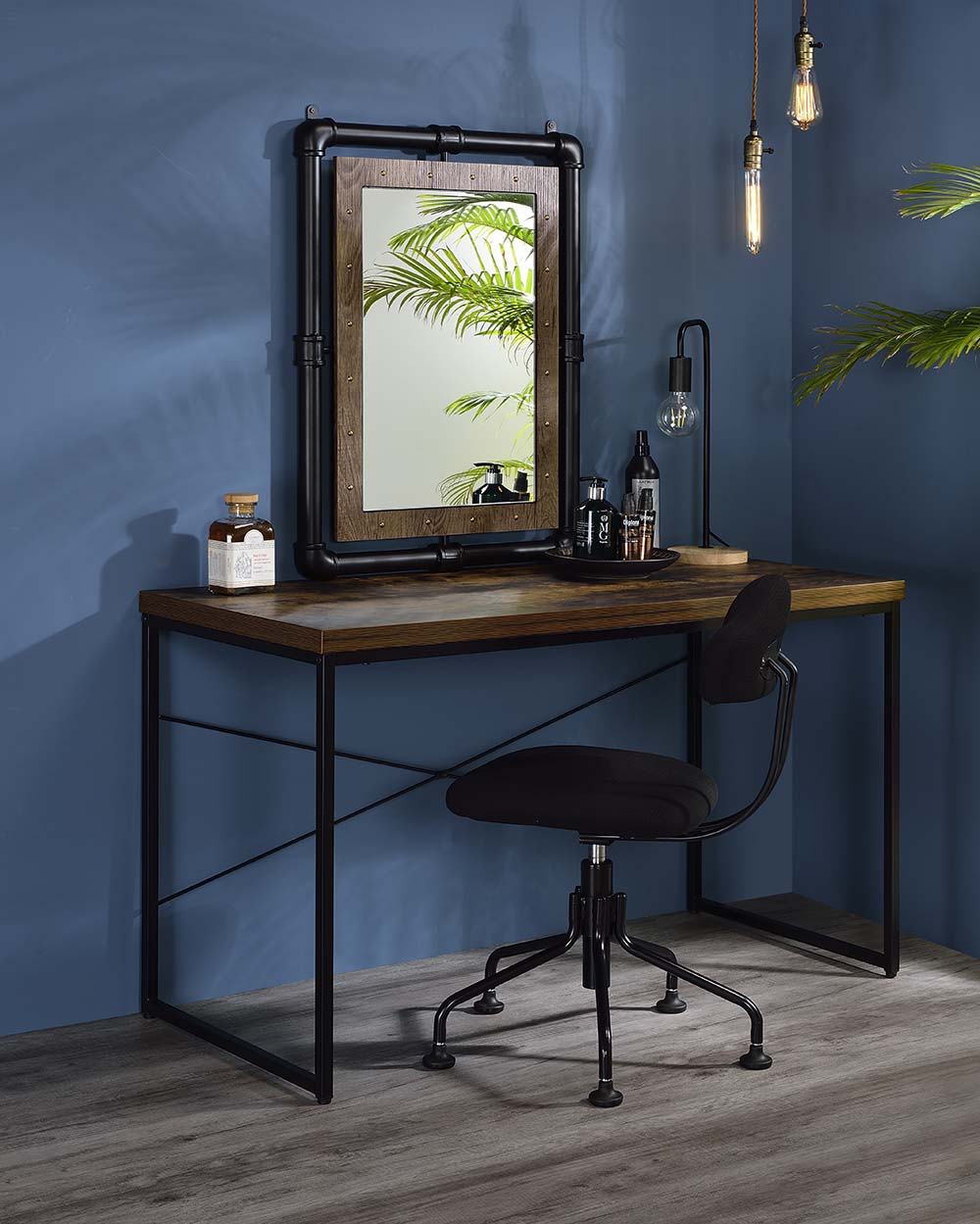 Bob - Console Table (Same 92396) - Weathered Oak & Black