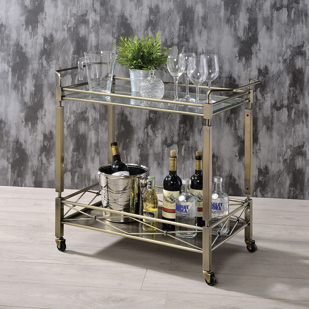Matiesen - Serving Cart - Clear Glass & Antique Gold