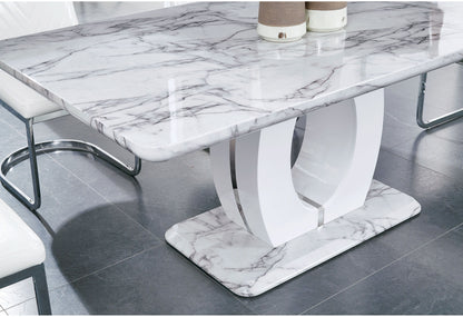 D894 - Dining Table - Light Gray / Silver / White