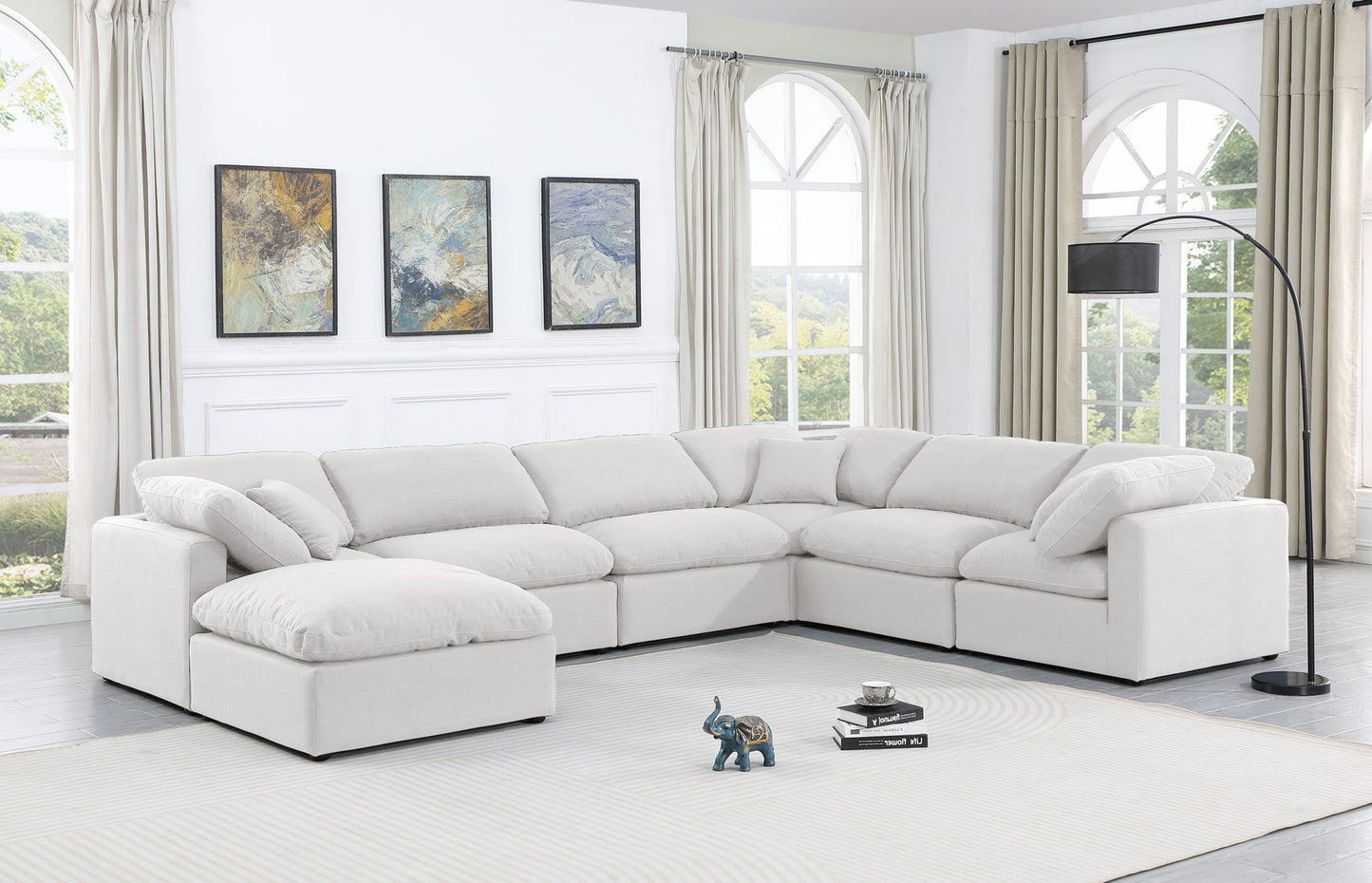 Indulge - Linen 7 Piece Modular Sectional - White