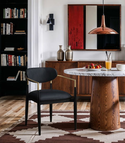 Riccio - Faux Leather Dining Arm Chair (Set of 2) - Black And Gold Frame