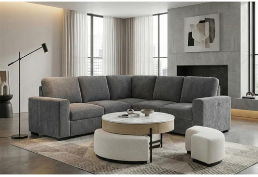 T42 - 4 Piece Living Room Set (Coffee Table With 3 Stools) - Cream / Natural