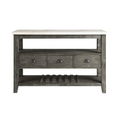 Merel - Server - White Marble Top & Gray Oak