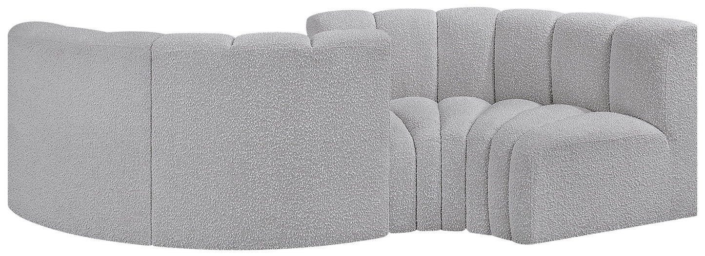 Arc - Boucle Fabric 4 Piece Curved Modular Sofa