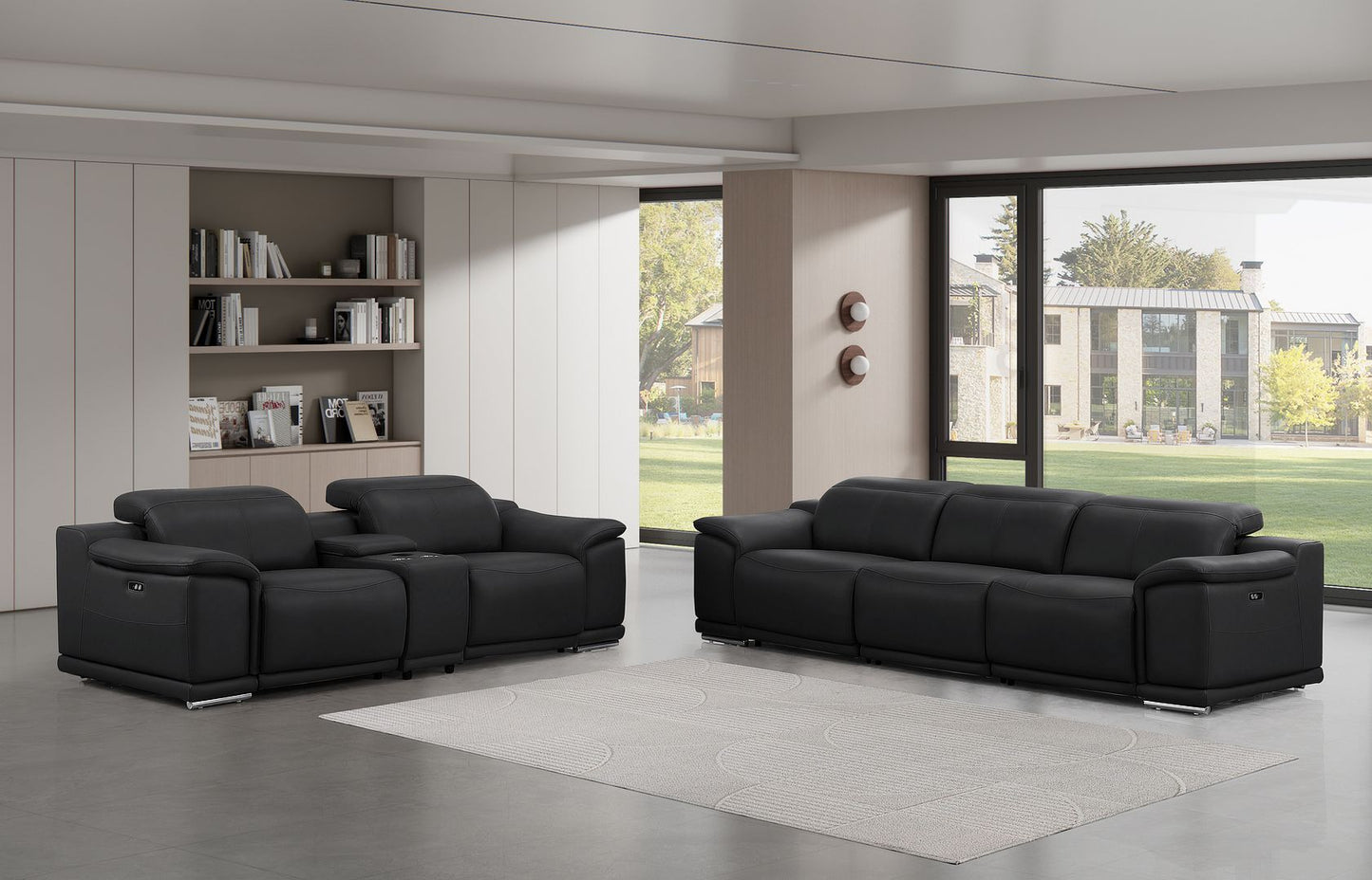 2679 - Genuine Leather Reclining Set (Sofa And Loveseat With 5 Power Recliners)