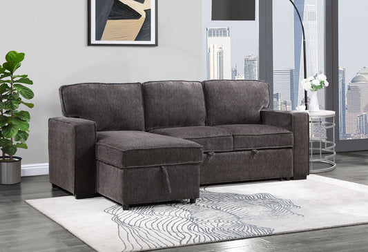 U0203 - Reversible Pull Out Fabric Sofa Bed - Dark Gray