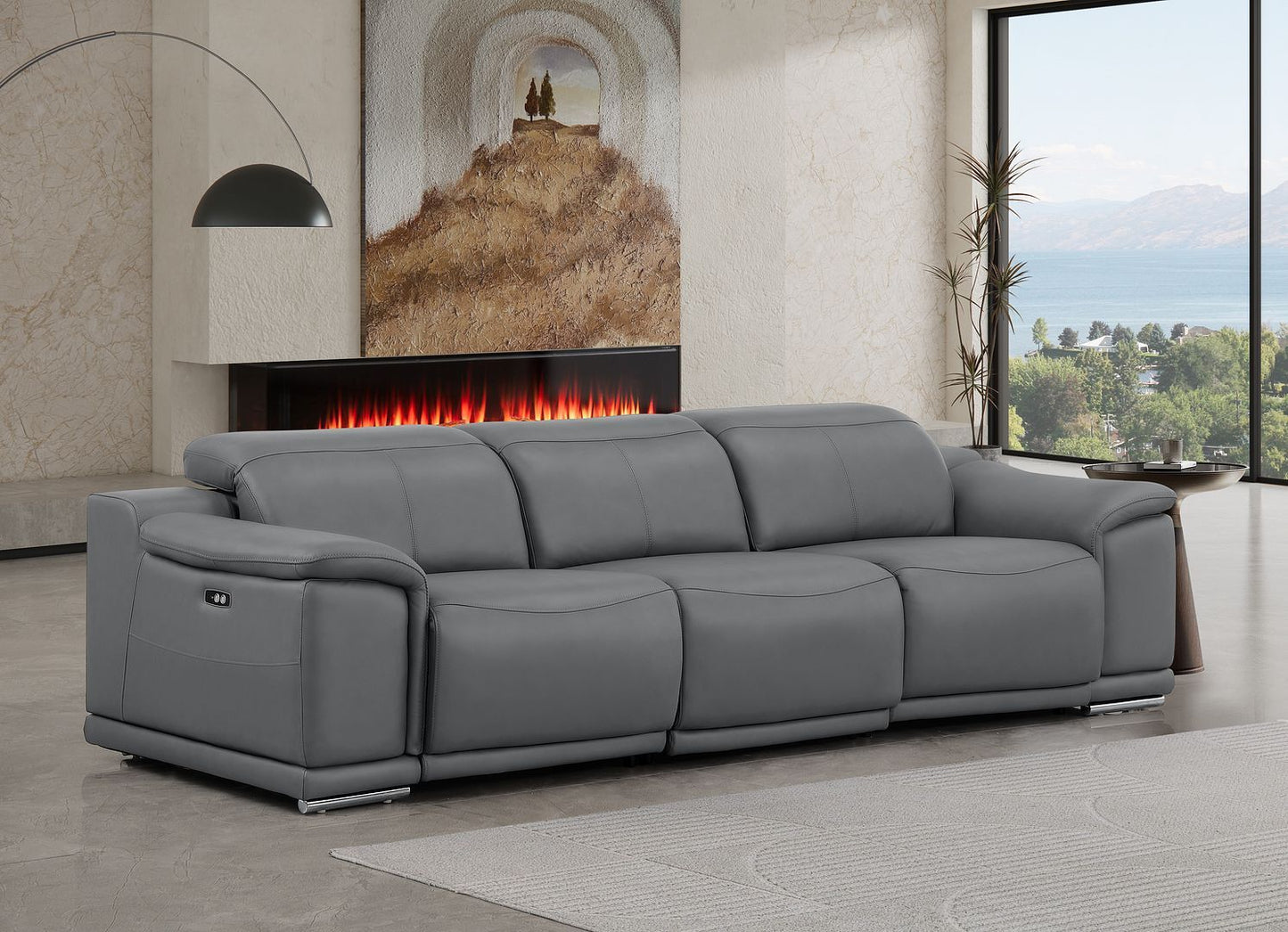 2679 - Genuine Leather Sofa With Dual Power Recliners