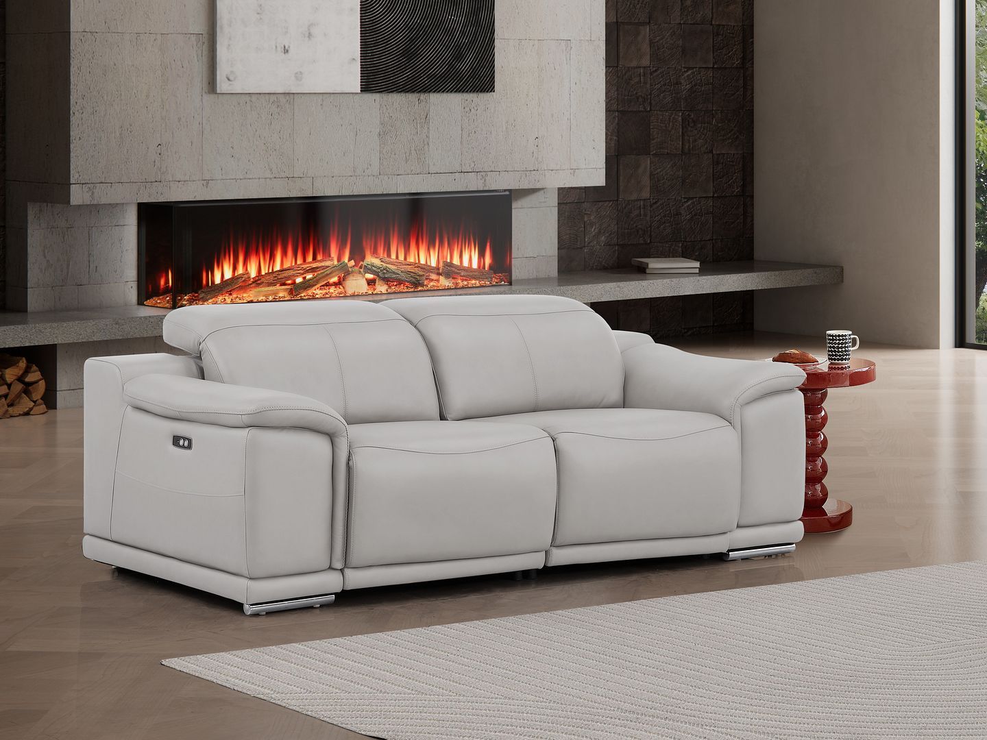 2679 - Genuine Leather Loveseat With Dual Power Recliners
