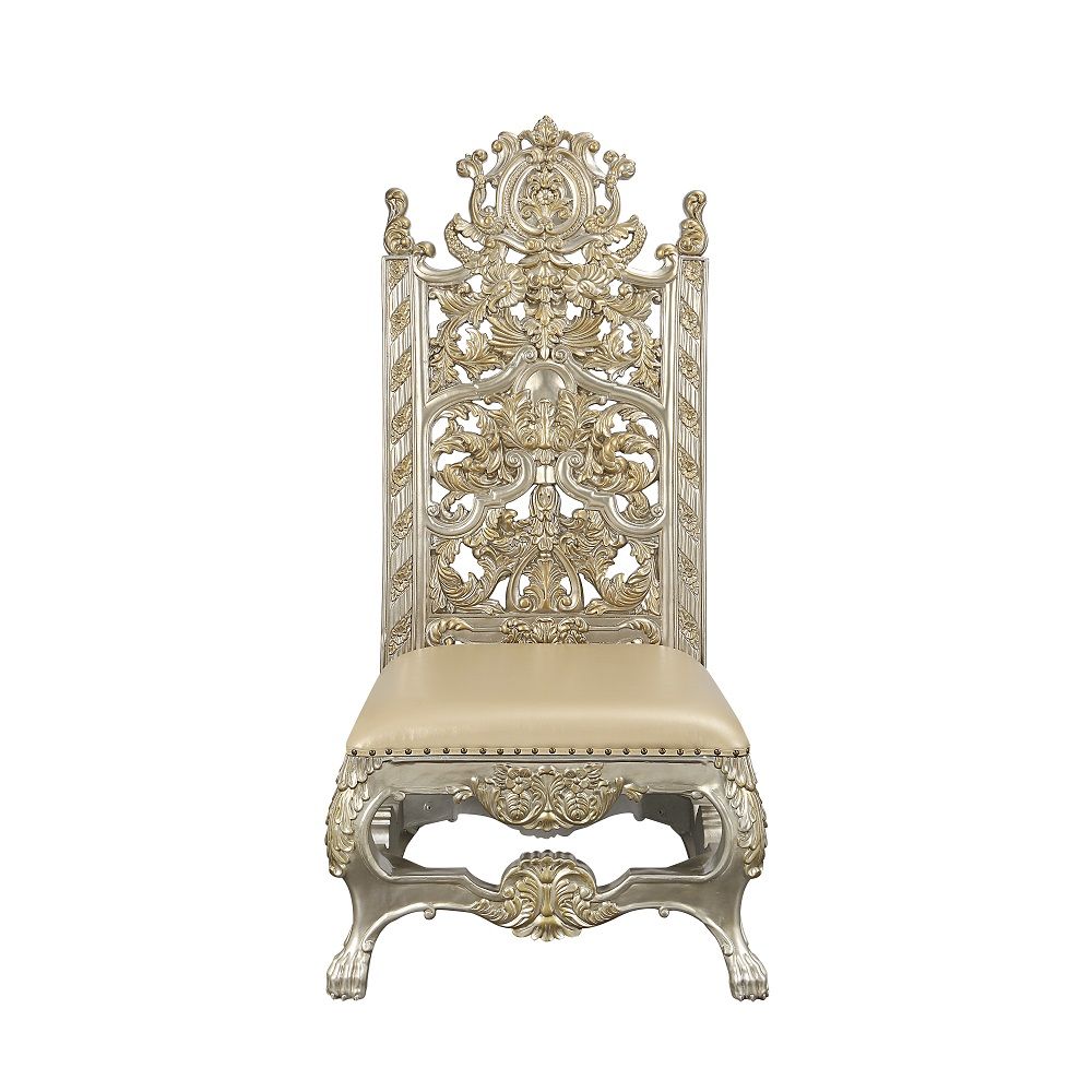 Danae - Side Chair (Set of 2) - Synthetic Leather , Champagne & Gold