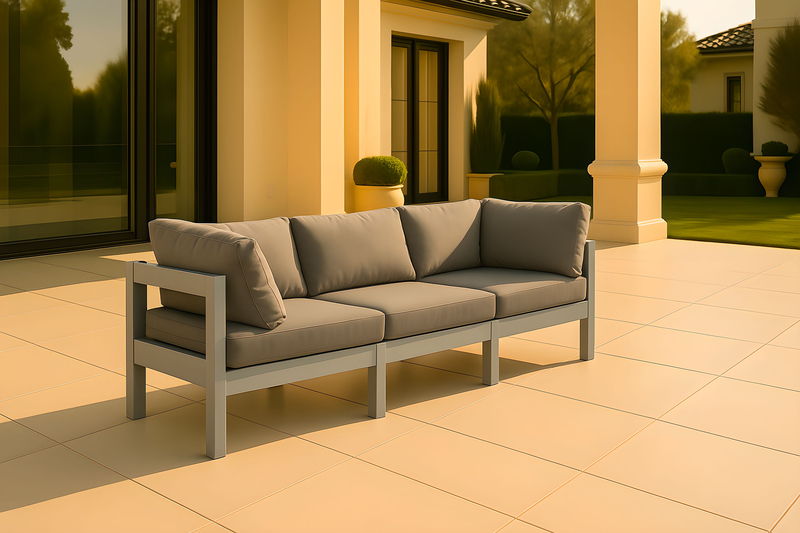 Nizuc - Outdoor Patio 3 Seat Modular Sofa With White Frame